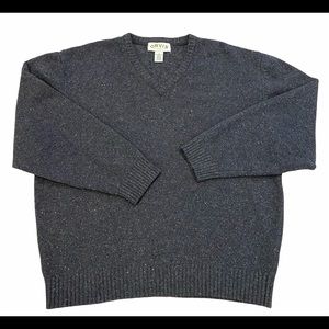 Orvis Mens V Neck Sweater Size XL Lambswool Grey
